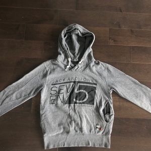 Jack and Jones Mens Grey hoodie sweater
